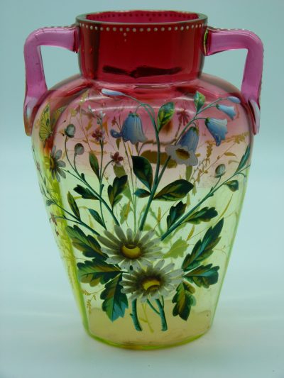 Uranium enamelled vase by Moser